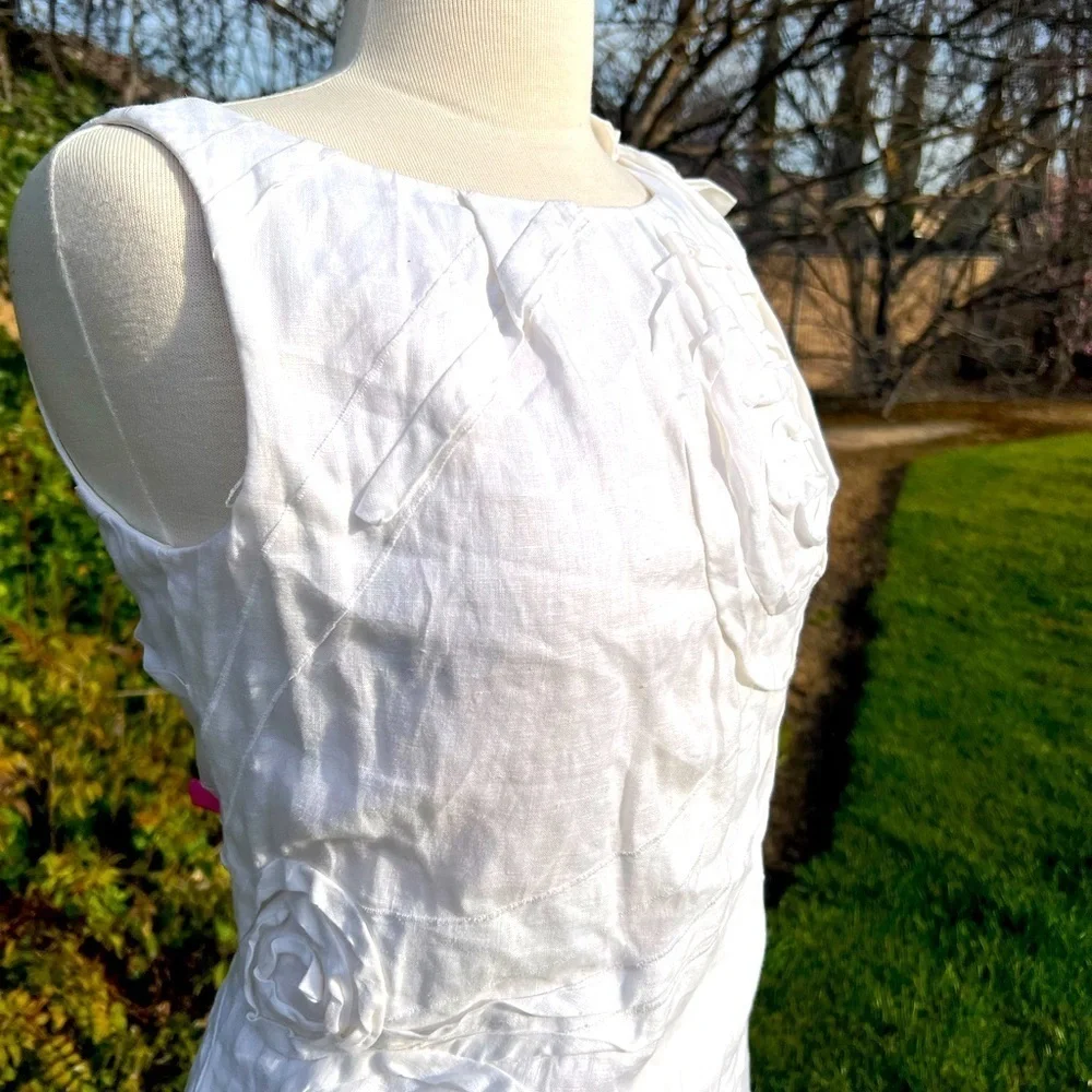ELLEN TRACY Elegant White Floral Dress